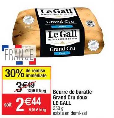 beurre de baratte grand cru doux le gall