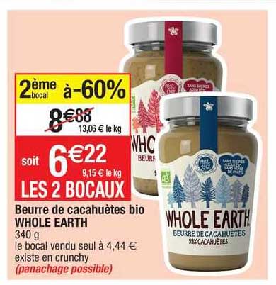 beurre de cacahuètes bio whole earth