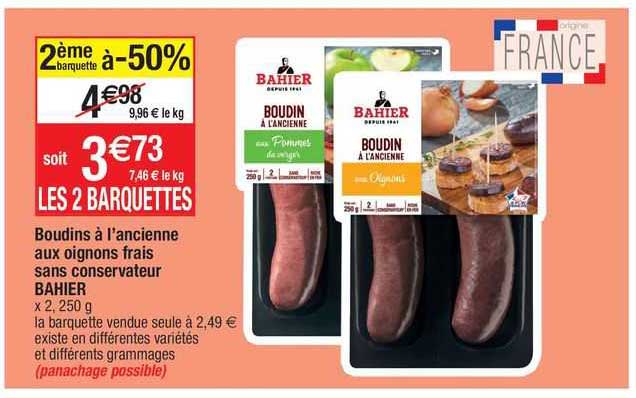 boudins à l'ancienne aux oignons frais sans conservateur bahier