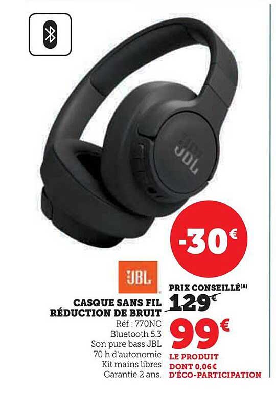 casque sans fil réduction de bruit jbl