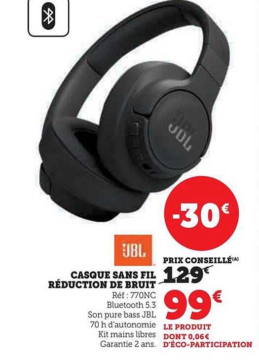 casque sans fil réduction de bruit jbl