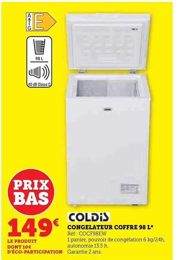Congélateur Coffre 98 L Coldis