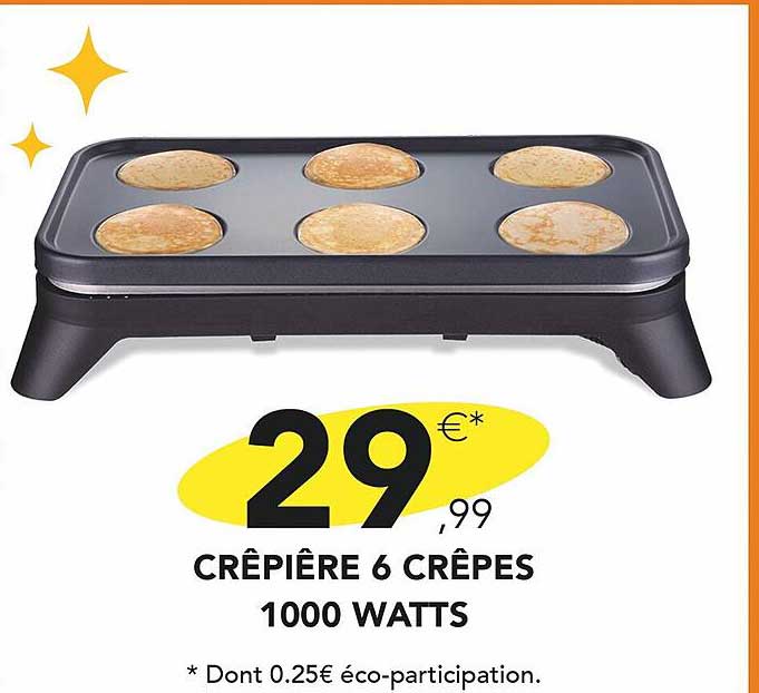 crêpière 6 crêpes 1000 watts