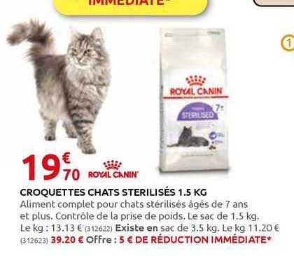 croquettes chats stérilisés 1.5 kg royal canin