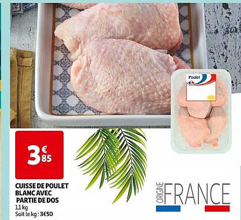 cuisse de poulet blanc avec partie de dos