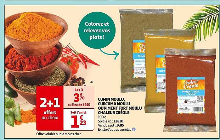 Cumin Moulu, Curcuma Moulu Ou Piment Fort Moulu Chaleur Créole