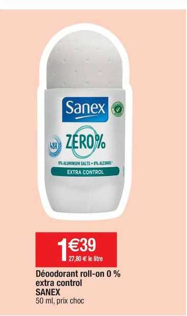 déodorant roll-on 0% extra control sanex