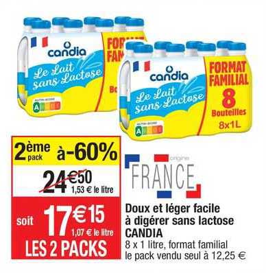 doux et léger facile à digérer sans lactose candia