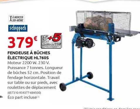 fendeuse à bûches électrique hl760s scheppach