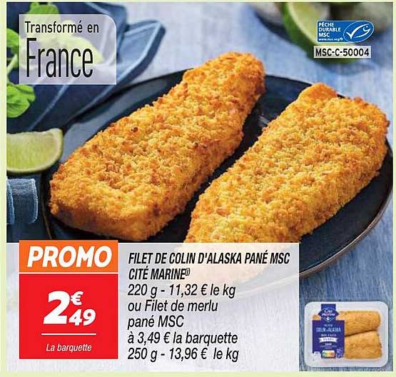 filet de colin d'alaska pané msc cité marine