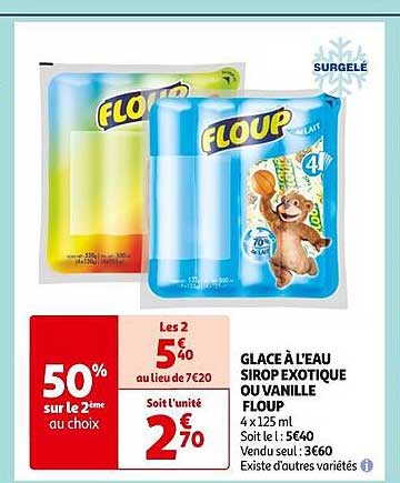 Glace à L'eau Sirop Exotique Ou Vanille Floup