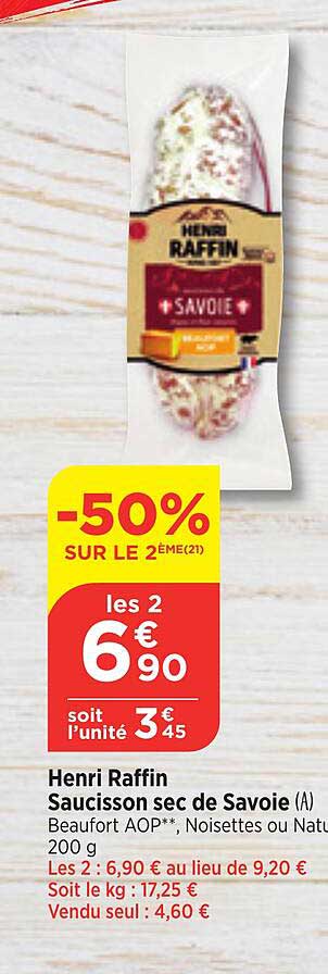 Henri Raffin Saucisson Sec De Savoie