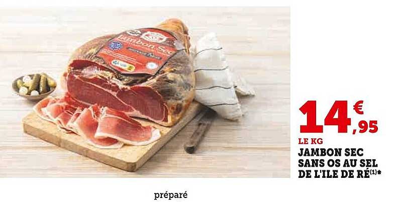 jambon sec sans os au sel de l'île de ré