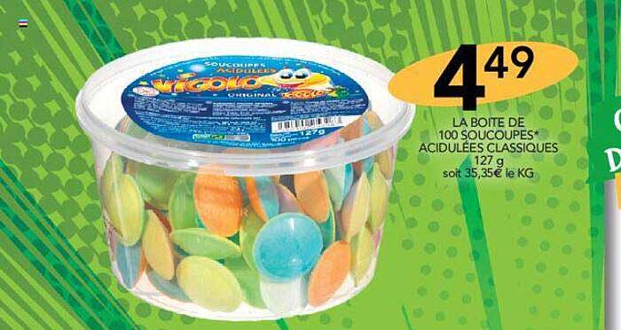 la boîte de 100 soucoupes acidulées classiques