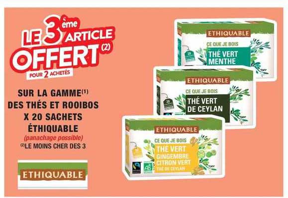 la gamme des thé et rooibos x20 sachets éthiquable
