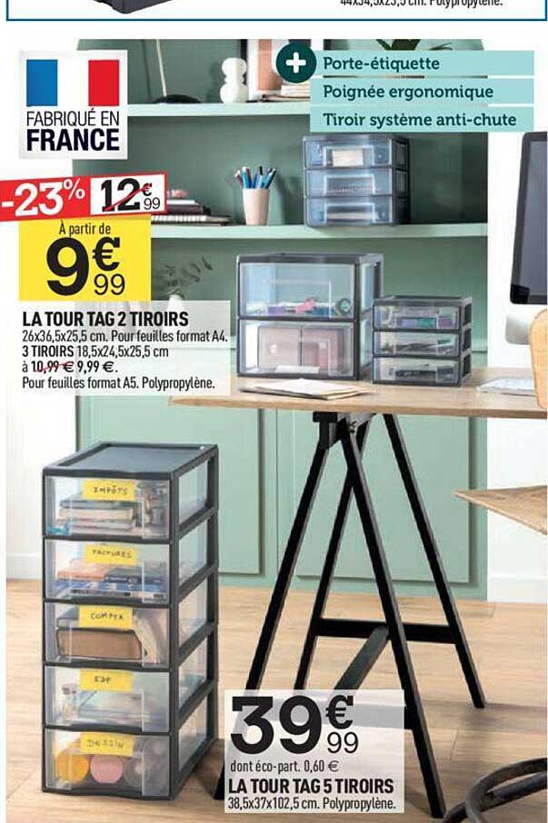 la tour tag 2 tiroirs, la tour tag 5 tiroirs
