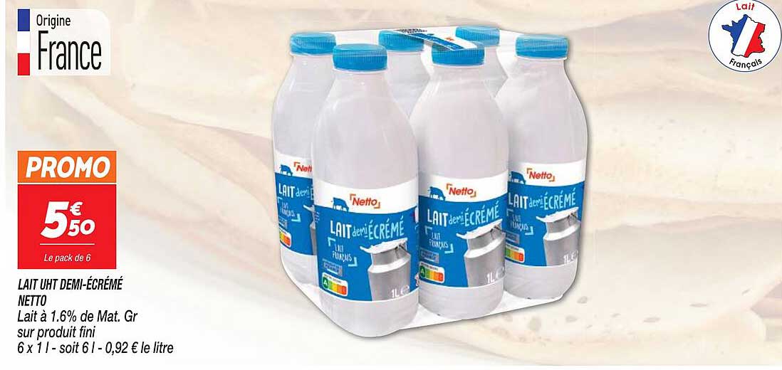 lait uht demi-écrémé netto