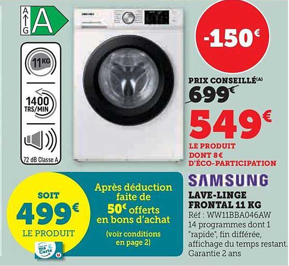 lave-linge frontal 11 kg samsung