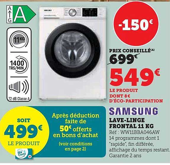 lave-linge frontal 11 kg samsung