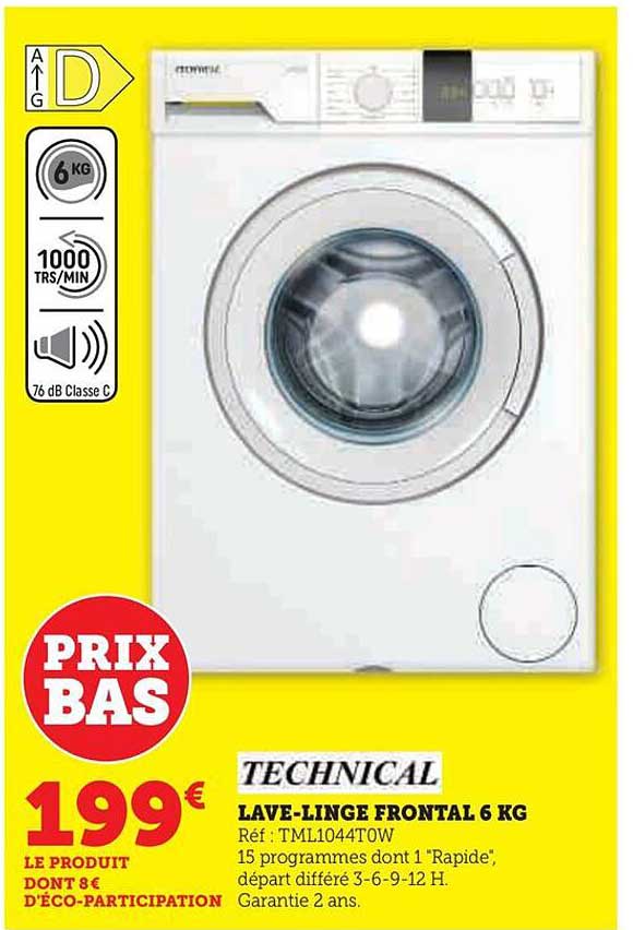 lave-linge frontal 6 kg technical