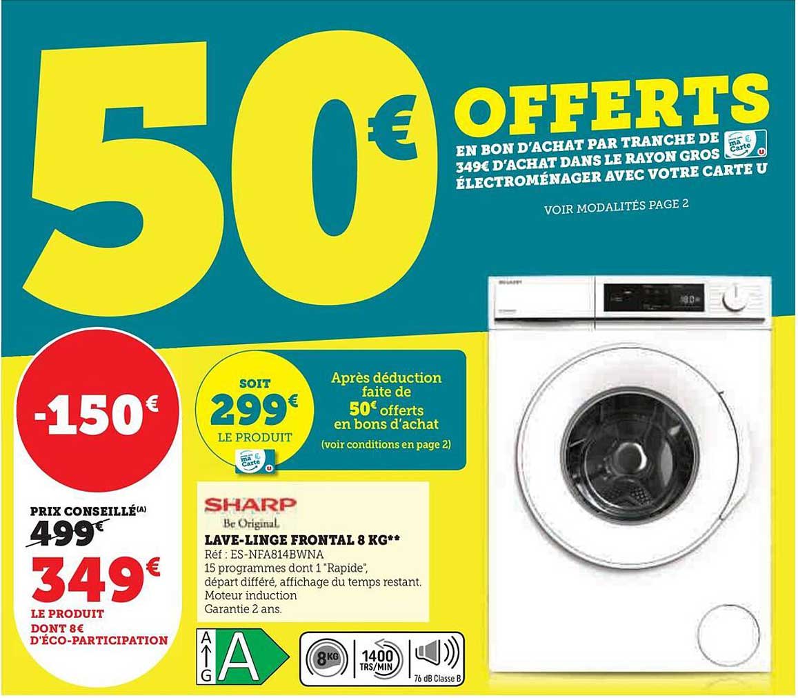 lave-linge frontal 8 kg sharp