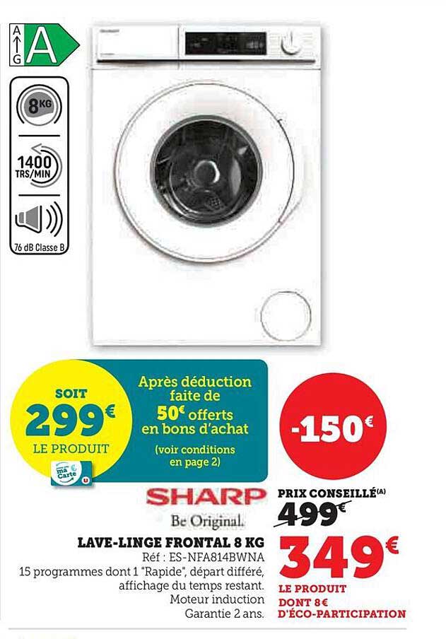 lave-linge frontal 8 kg sharp