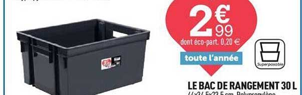 Le Bac De Rangement 30 L