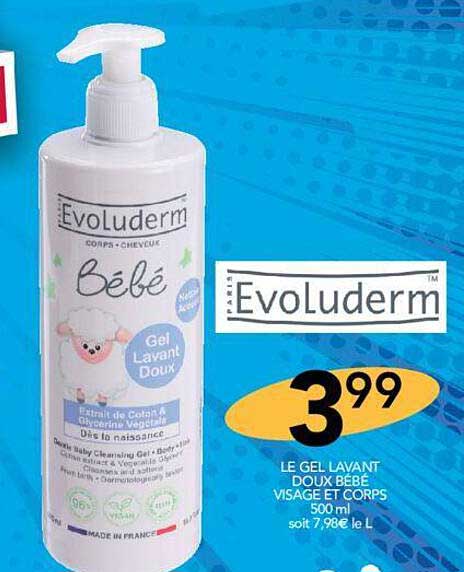 Le Gel Lavant Doux Bébé Visage Et Corps Evoluderm