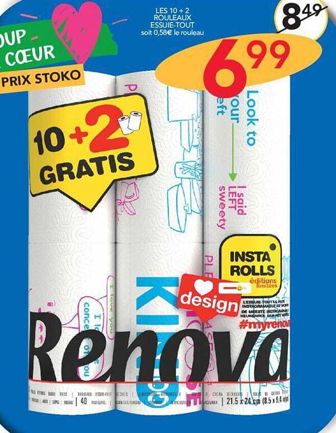 les 10 + 2 rouleaux essuie-tout renova