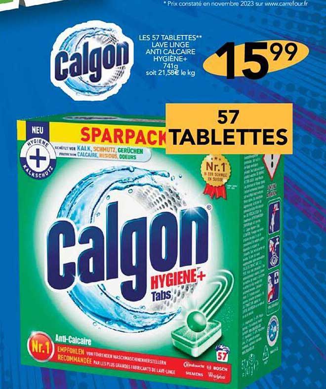 les 57 tablettes lave linge anti calcaire hygiène calgon