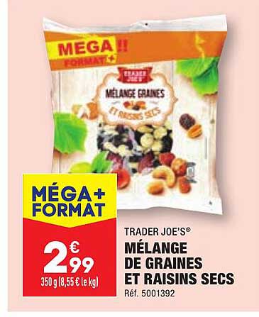 mélange de graines et raisins secs trader joe's