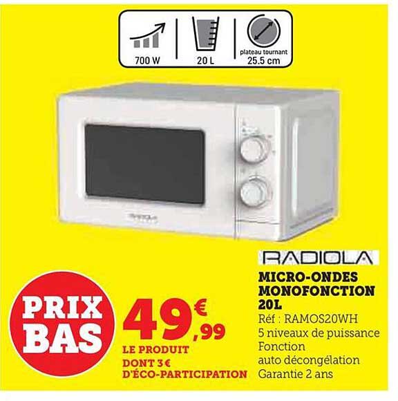 micro-ondes monofonction 20 l radiola