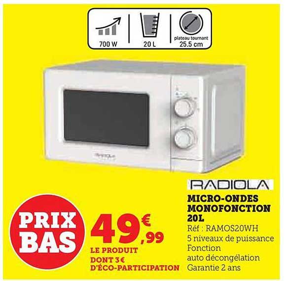 micro-ondes monofonction 20 l radiola