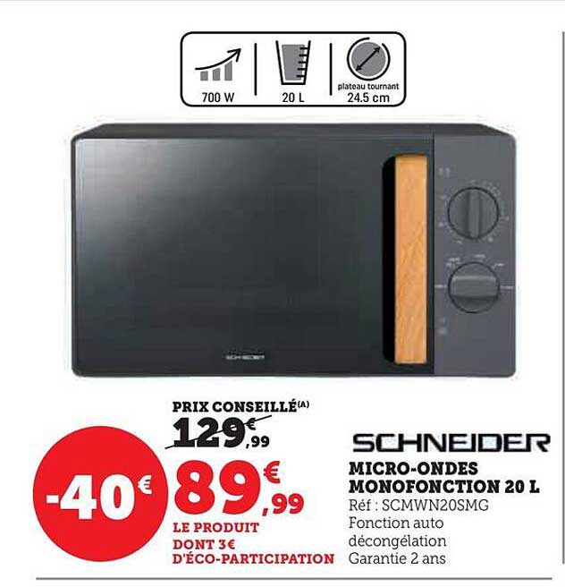 micro-ondes monofonction 20 l schneider