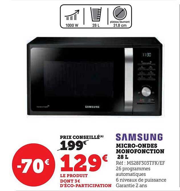 micro-ondes monofonction 28 l samsung