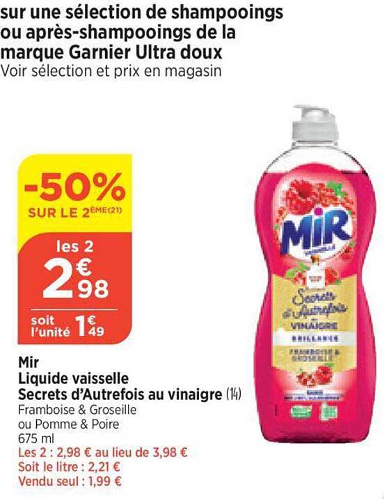 Mir Liquide Vaisselle Secrets D'autrefois Au Vinaigre