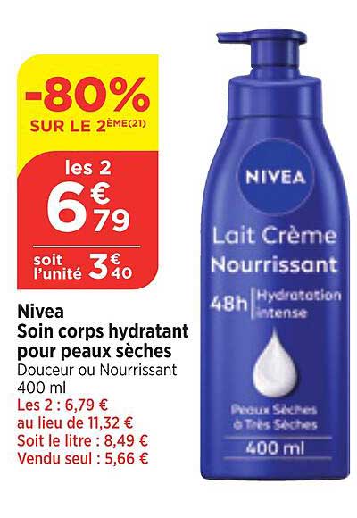 nivea soin corps hydratant pour peaux seches