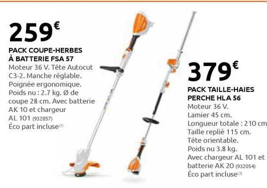 Pack Coupe-herbes à Batterie Fsa 57, Pack Taille-haies Perche Hla 56