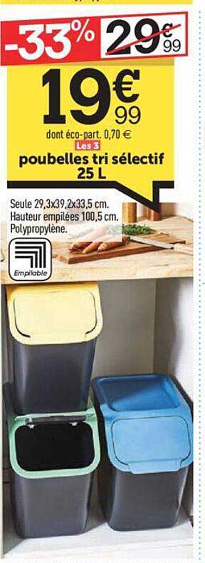poubelles tri sélectif 25 l