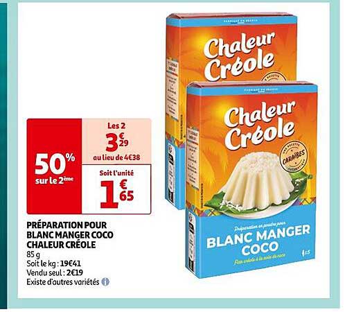 préparation pour blanc manger coco chaleur créole