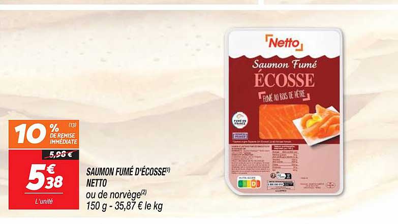 saumon fumé d'écosse netto