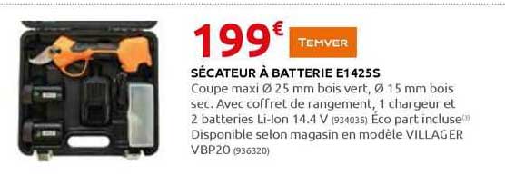 Sécateur à Batterie E1425s Temver