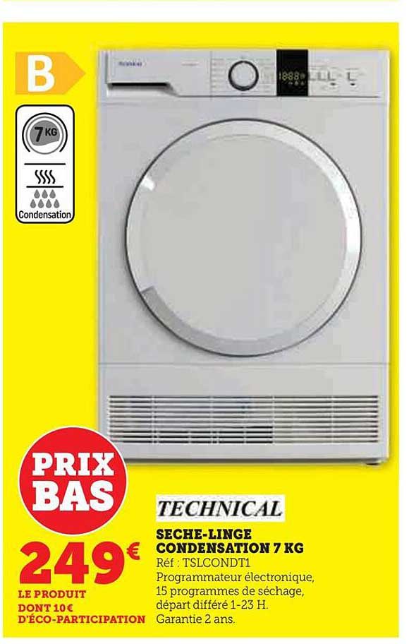 sèche-linge condensation 7 kg technical