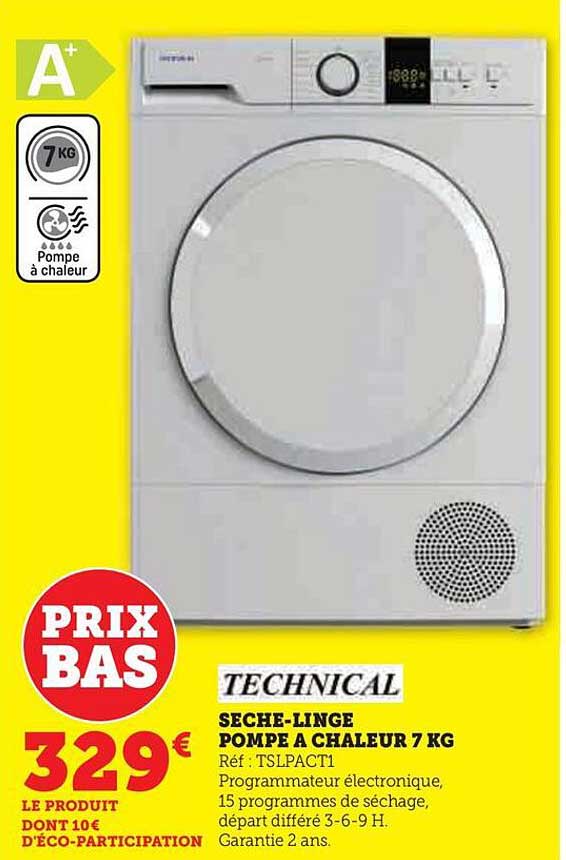 sèche-linge pompe à chaleur 7 kg technical