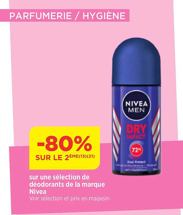 sur une selction de deodorants de la marque nivea