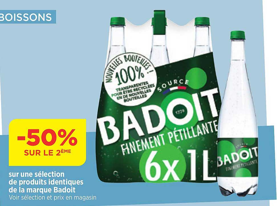 sur une selection de produits identiques de larque badoit