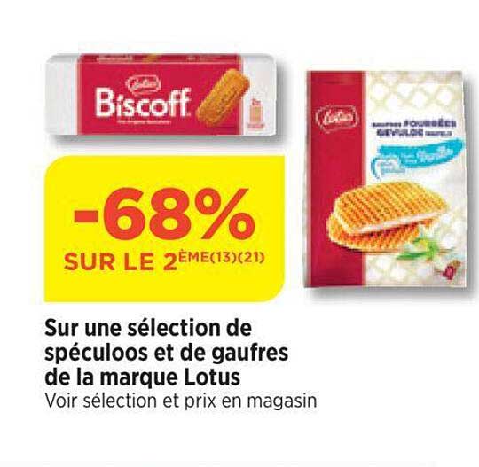 sur une selection de speculoos et de gaufres de la marque lotus
