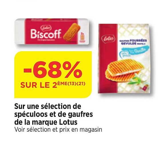sur une selection de speculoos et de gaufres fe la marque lotus