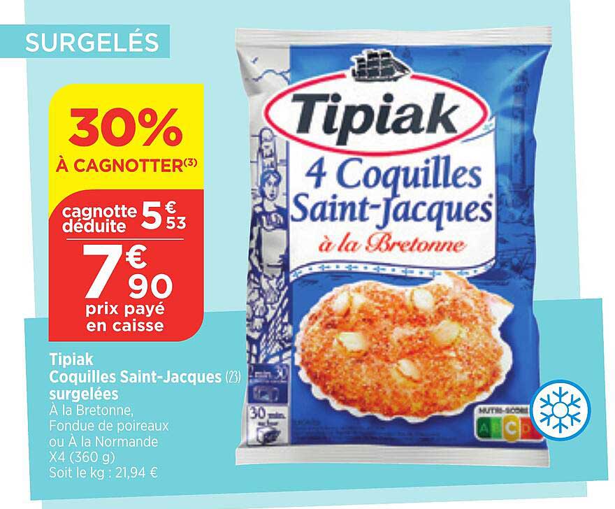 tipiak coquilles saint-jacques surgelees