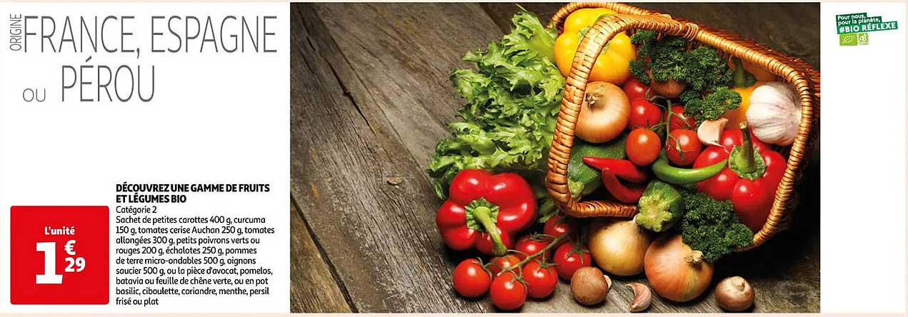 une gamme de fruits et légumes bio